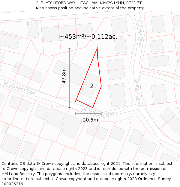 2, BLATCHFORD WAY, HEACHAM, KING'S LYNN, PE31 7TH: Plot and title map
