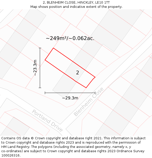 2, BLENHEIM CLOSE, HINCKLEY, LE10 1TT: Plot and title map