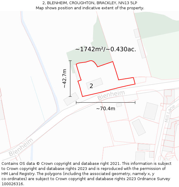 2, BLENHEIM, CROUGHTON, BRACKLEY, NN13 5LP: Plot and title map
