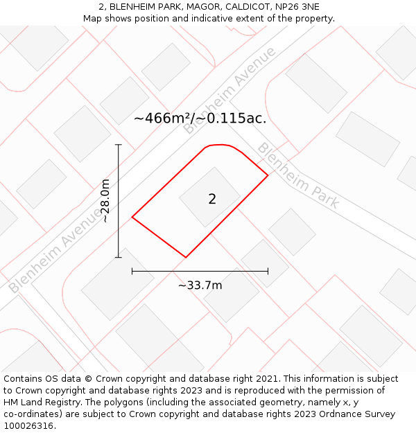 2, BLENHEIM PARK, MAGOR, CALDICOT, NP26 3NE: Plot and title map