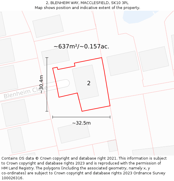 2, BLENHEIM WAY, MACCLESFIELD, SK10 3PL: Plot and title map