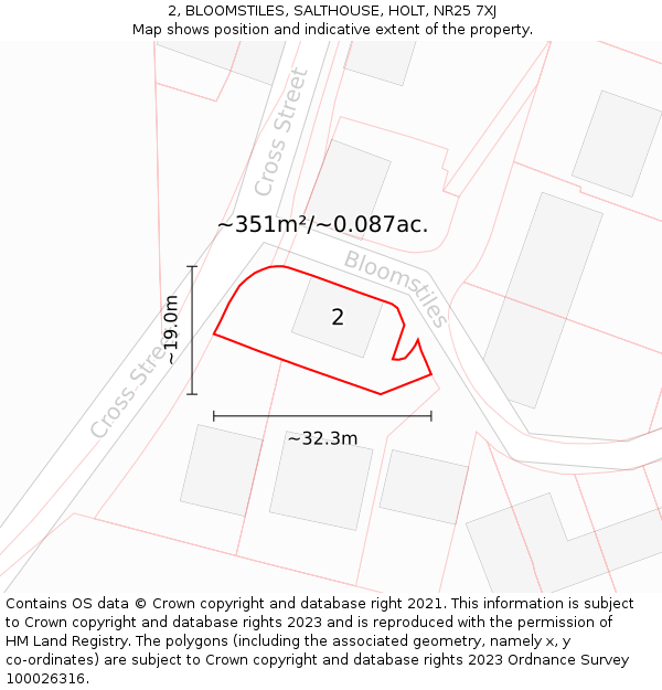 2, BLOOMSTILES, SALTHOUSE, HOLT, NR25 7XJ: Plot and title map