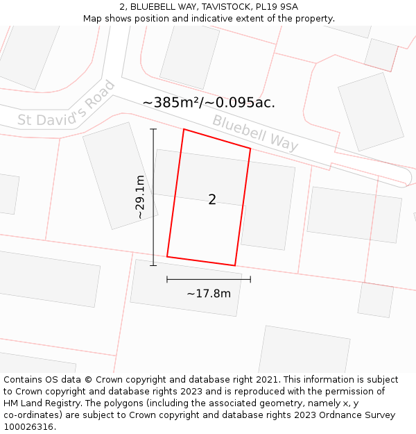 2, BLUEBELL WAY, TAVISTOCK, PL19 9SA: Plot and title map