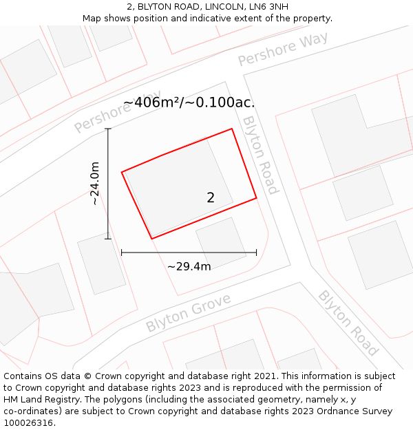 2, BLYTON ROAD, LINCOLN, LN6 3NH: Plot and title map