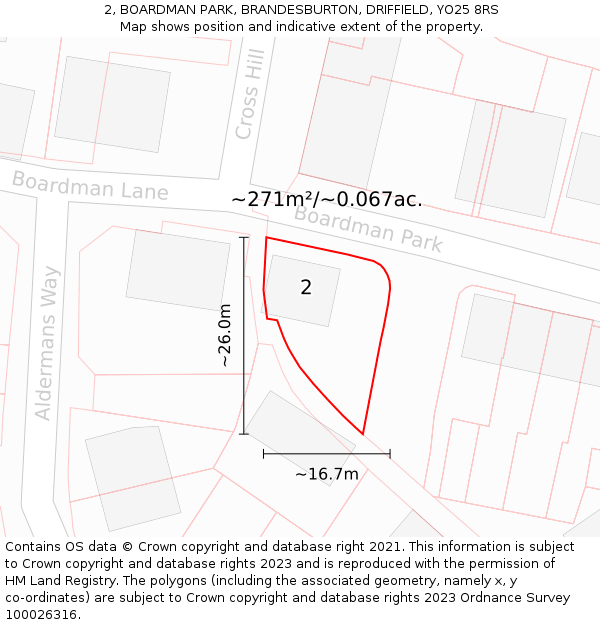 2, BOARDMAN PARK, BRANDESBURTON, DRIFFIELD, YO25 8RS: Plot and title map