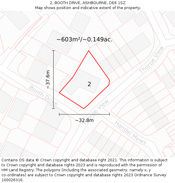 2, BOOTH DRIVE, ASHBOURNE, DE6 1SZ: Plot and title map