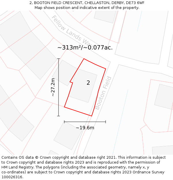 2, BOOTON FIELD CRESCENT, CHELLASTON, DERBY, DE73 6WF: Plot and title map