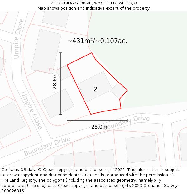2, BOUNDARY DRIVE, WAKEFIELD, WF1 3QQ: Plot and title map