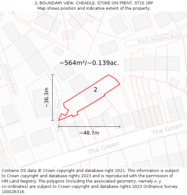 2, BOUNDARY VIEW, CHEADLE, STOKE-ON-TRENT, ST10 1RP: Plot and title map