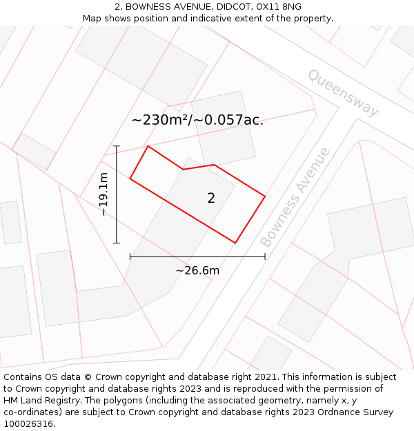 2, BOWNESS AVENUE, DIDCOT, OX11 8NG: Plot and title map
