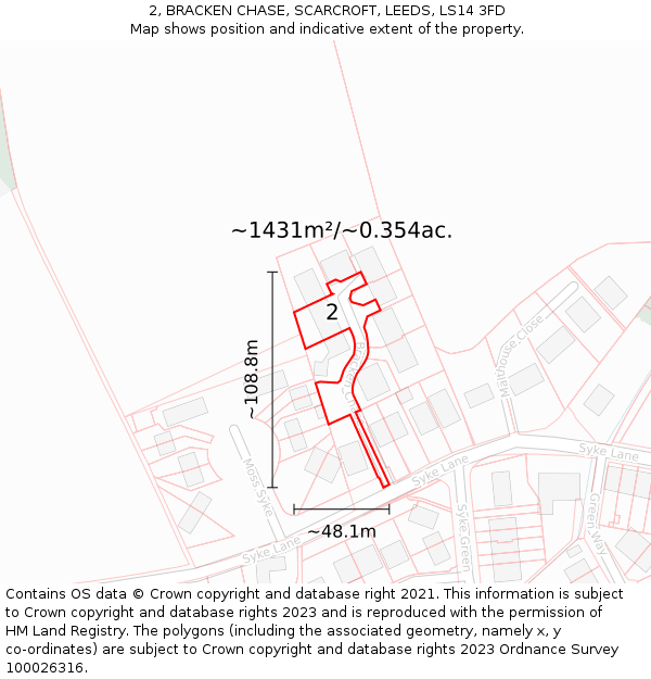 2, BRACKEN CHASE, SCARCROFT, LEEDS, LS14 3FD: Plot and title map