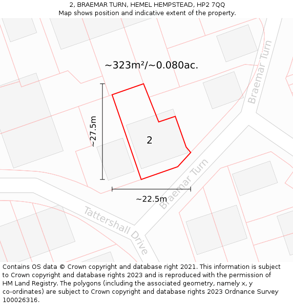 2, BRAEMAR TURN, HEMEL HEMPSTEAD, HP2 7QQ: Plot and title map