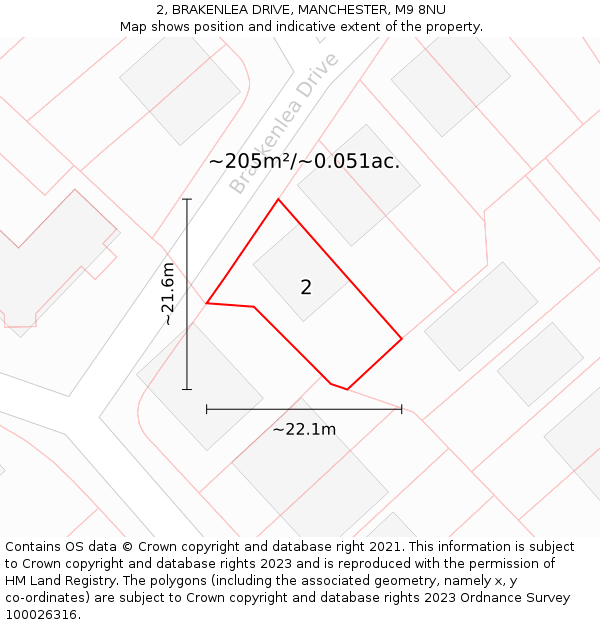2, BRAKENLEA DRIVE, MANCHESTER, M9 8NU: Plot and title map