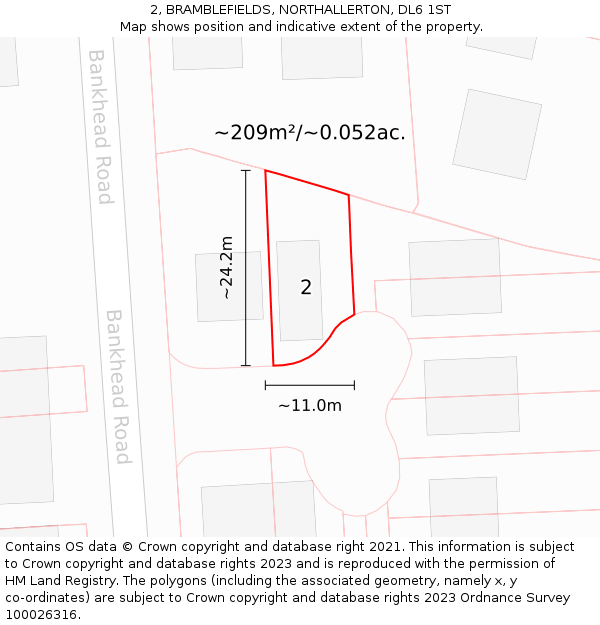 2, BRAMBLEFIELDS, NORTHALLERTON, DL6 1ST: Plot and title map