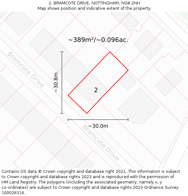 2, BRAMCOTE DRIVE, NOTTINGHAM, NG8 2NH: Plot and title map
