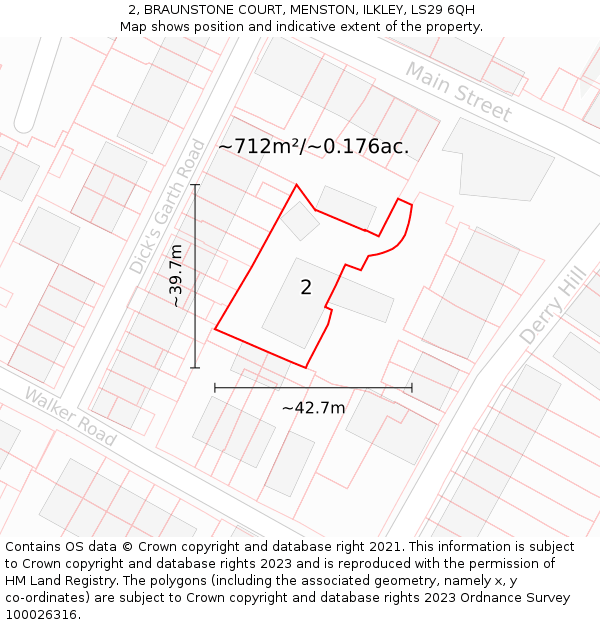 2, BRAUNSTONE COURT, MENSTON, ILKLEY, LS29 6QH: Plot and title map