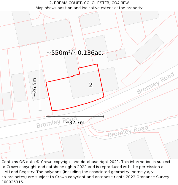 2, BREAM COURT, COLCHESTER, CO4 3EW: Plot and title map