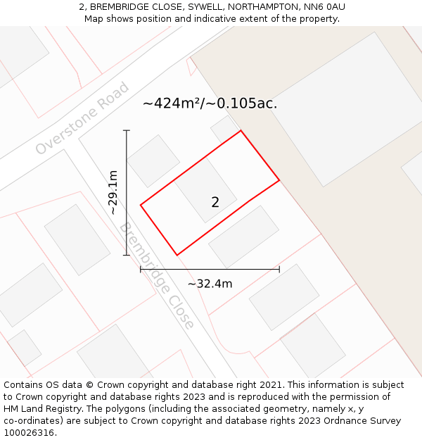 2, BREMBRIDGE CLOSE, SYWELL, NORTHAMPTON, NN6 0AU: Plot and title map