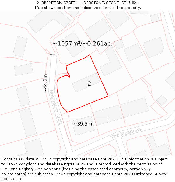 2, BREMPTON CROFT, HILDERSTONE, STONE, ST15 8XL: Plot and title map