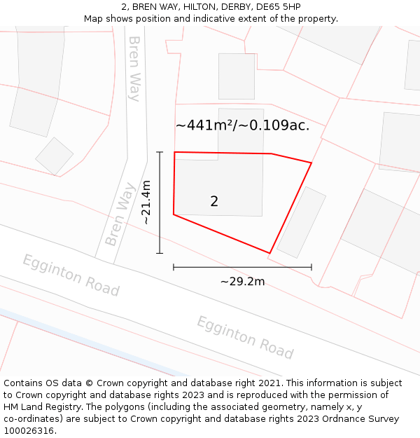 2, BREN WAY, HILTON, DERBY, DE65 5HP: Plot and title map