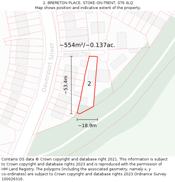 2, BRERETON PLACE, STOKE-ON-TRENT, ST6 4LQ: Plot and title map