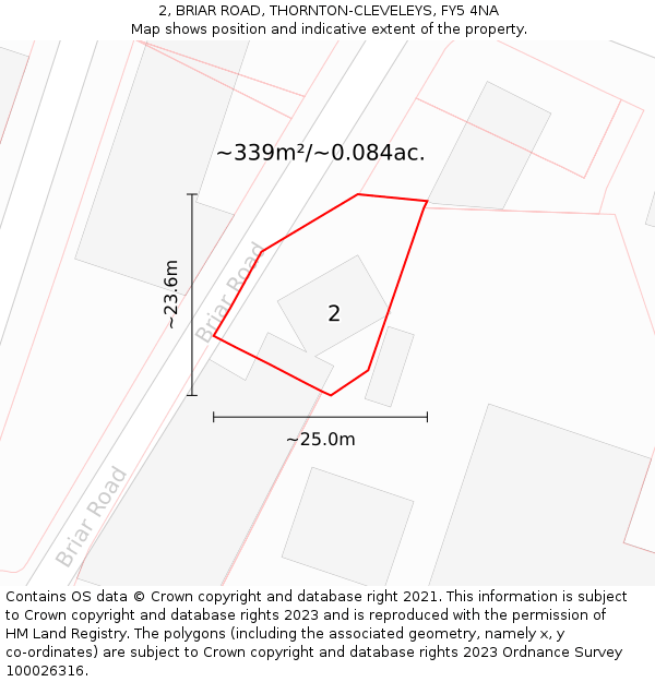 2, BRIAR ROAD, THORNTON-CLEVELEYS, FY5 4NA: Plot and title map