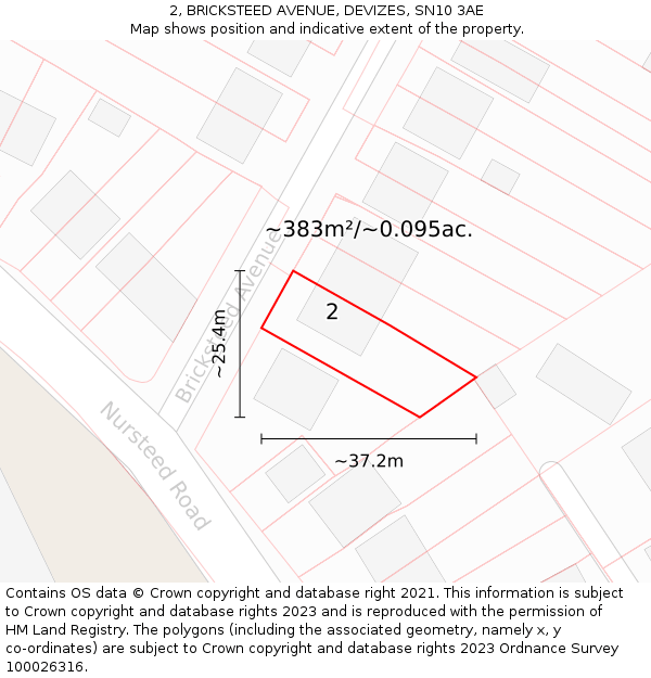 2, BRICKSTEED AVENUE, DEVIZES, SN10 3AE: Plot and title map