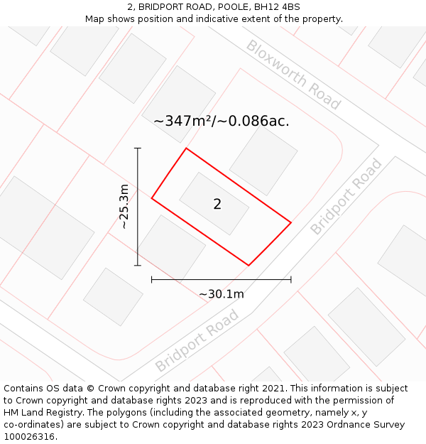 2, BRIDPORT ROAD, POOLE, BH12 4BS: Plot and title map