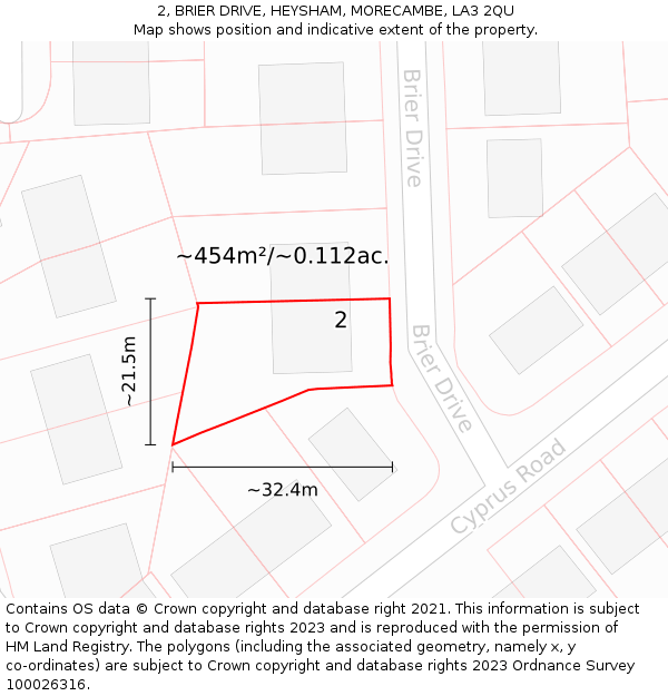 2, BRIER DRIVE, HEYSHAM, MORECAMBE, LA3 2QU: Plot and title map