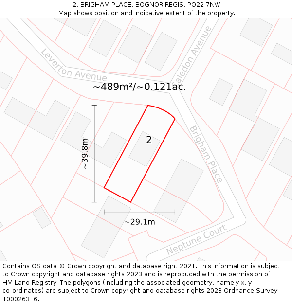 2, BRIGHAM PLACE, BOGNOR REGIS, PO22 7NW: Plot and title map