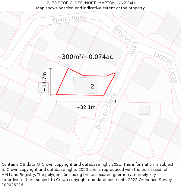 2, BRISCOE CLOSE, NORTHAMPTON, NN2 8XH: Plot and title map