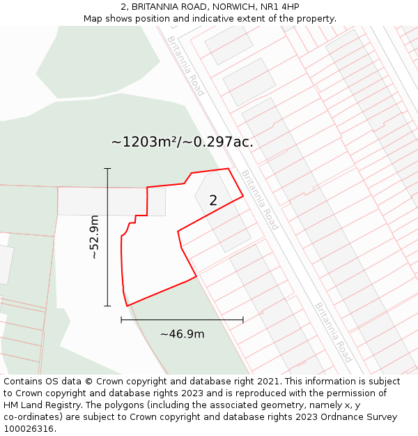 2, BRITANNIA ROAD, NORWICH, NR1 4HP: Plot and title map