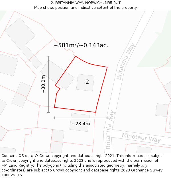 2, BRITANNIA WAY, NORWICH, NR5 0UT: Plot and title map