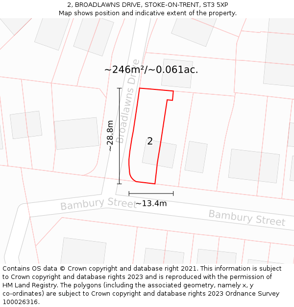 2, BROADLAWNS DRIVE, STOKE-ON-TRENT, ST3 5XP: Plot and title map