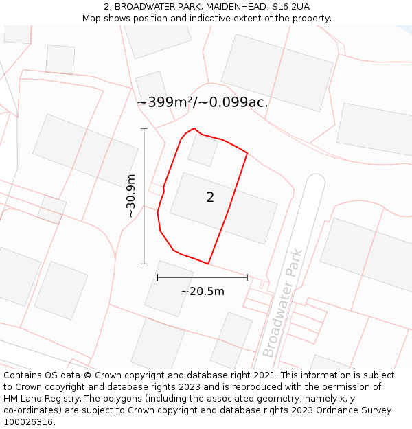 2, BROADWATER PARK, MAIDENHEAD, SL6 2UA: Plot and title map