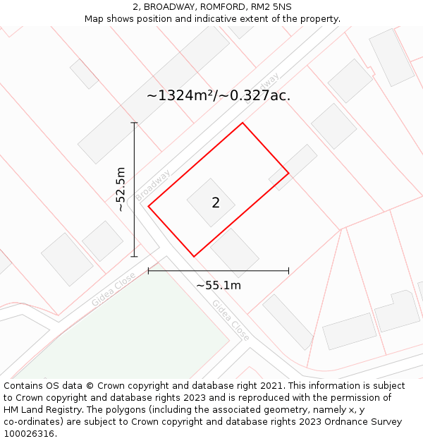 2, BROADWAY, ROMFORD, RM2 5NS: Plot and title map