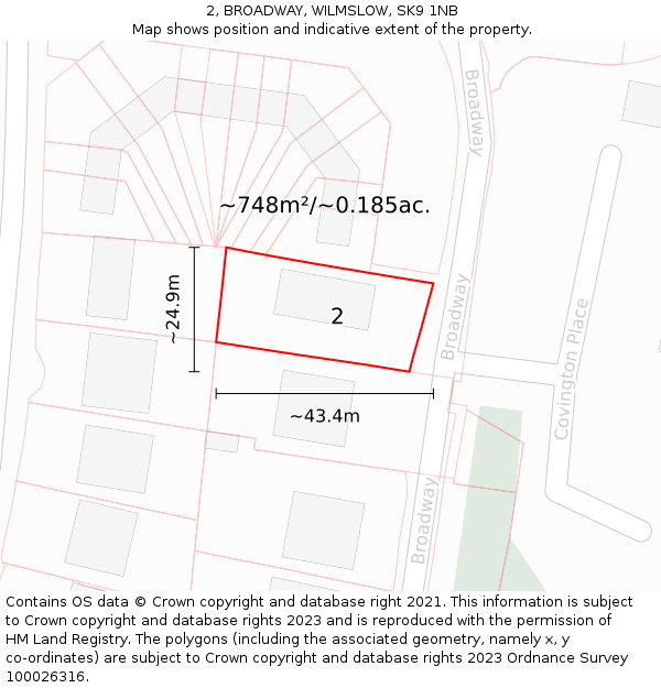 2, BROADWAY, WILMSLOW, SK9 1NB: Plot and title map