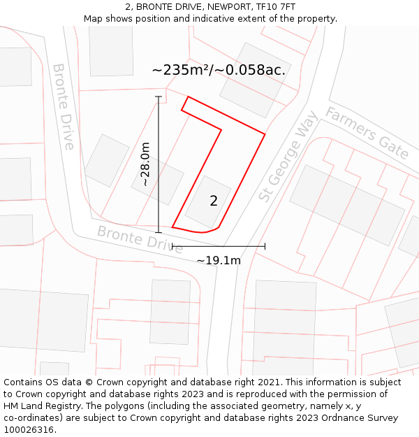 2, BRONTE DRIVE, NEWPORT, TF10 7FT: Plot and title map