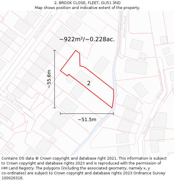 2, BROOK CLOSE, FLEET, GU51 3ND: Plot and title map