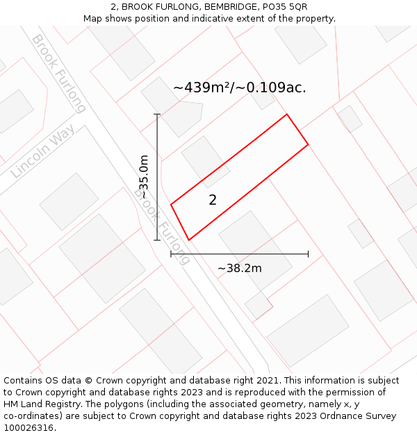 2, BROOK FURLONG, BEMBRIDGE, PO35 5QR: Plot and title map
