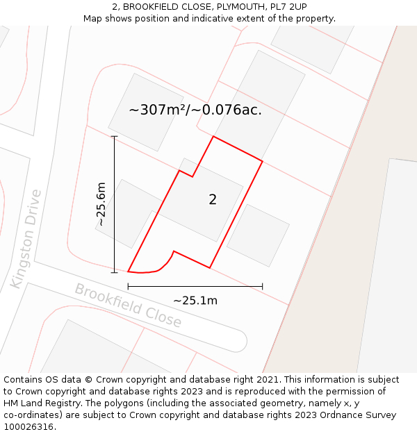 2, BROOKFIELD CLOSE, PLYMOUTH, PL7 2UP: Plot and title map