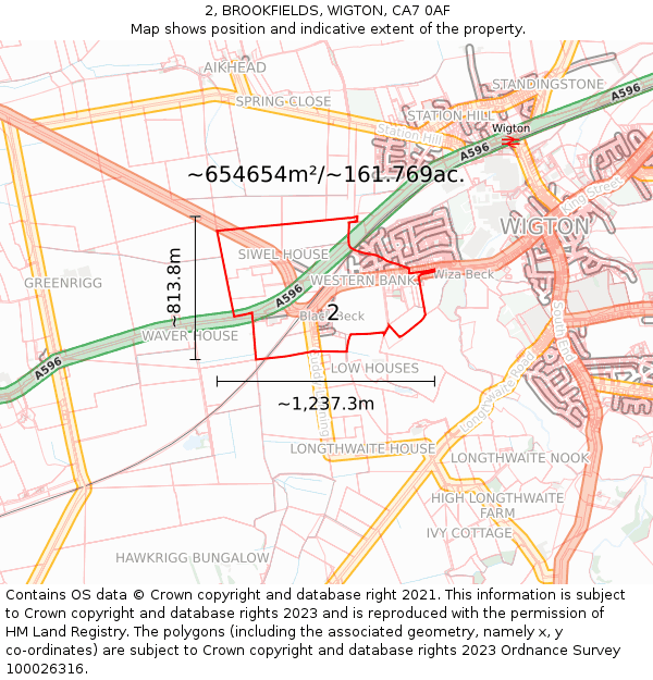 2, BROOKFIELDS, WIGTON, CA7 0AF: Plot and title map