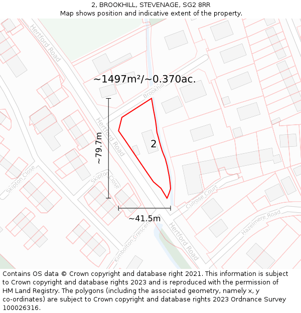 2, BROOKHILL, STEVENAGE, SG2 8RR: Plot and title map