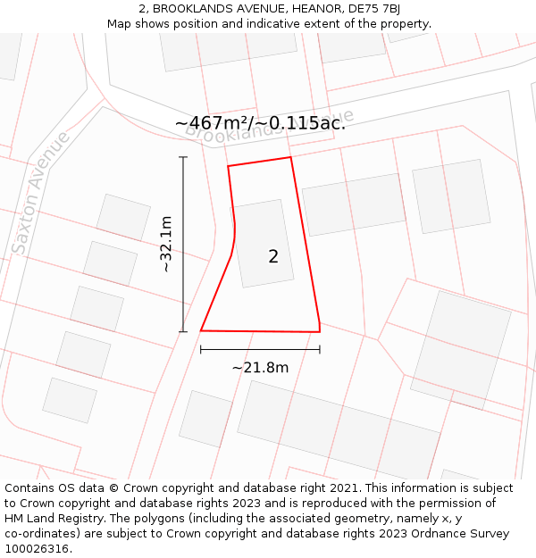 2, BROOKLANDS AVENUE, HEANOR, DE75 7BJ: Plot and title map