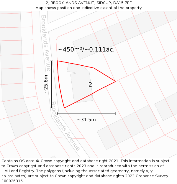 2, BROOKLANDS AVENUE, SIDCUP, DA15 7PE: Plot and title map