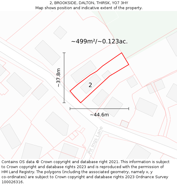 2, BROOKSIDE, DALTON, THIRSK, YO7 3HY: Plot and title map