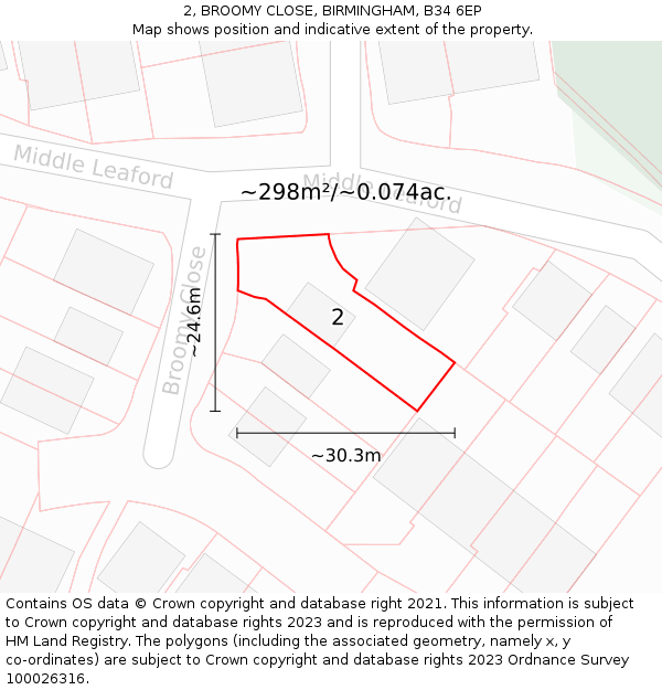2, BROOMY CLOSE, BIRMINGHAM, B34 6EP: Plot and title map