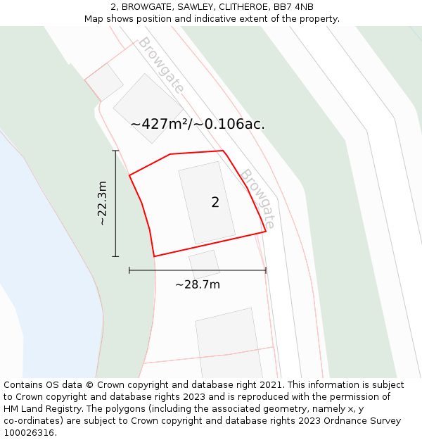 2, BROWGATE, SAWLEY, CLITHEROE, BB7 4NB: Plot and title map