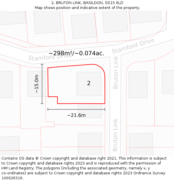 2, BRUTON LINK, BASILDON, SS15 6LD: Plot and title map