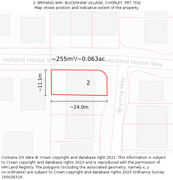 2, BRYNING WAY, BUCKSHAW VILLAGE, CHORLEY, PR7 7DQ: Plot and title map